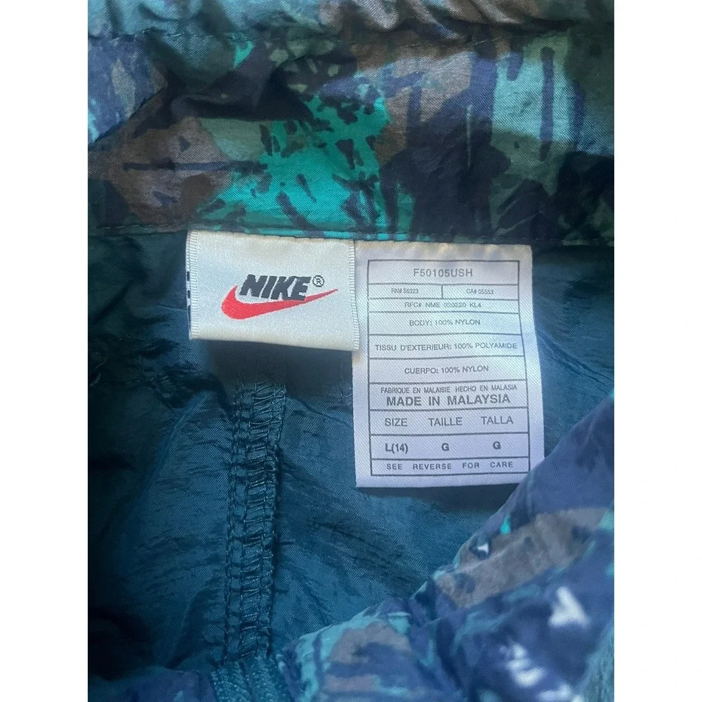 Vintage Nike Windbreaker Jacket Teal Blue‎ Full Zip Nylon Large F50105USH